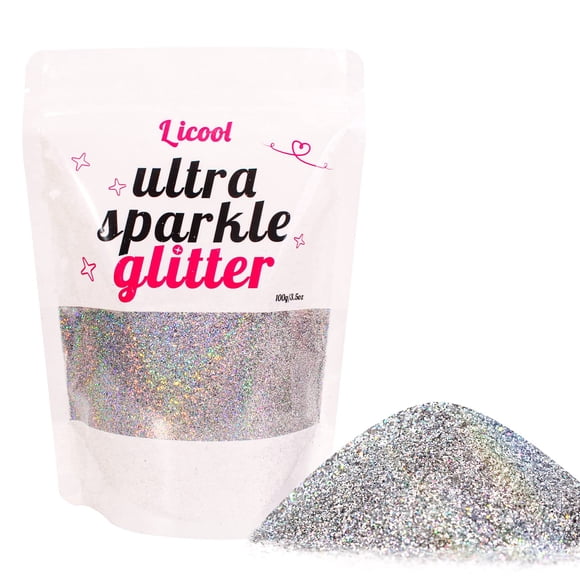 Glitter LICOOL GLITTER Ultra Fino Holográfico 100g Plata