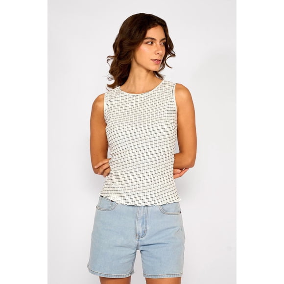 Polera Rib Texturada Sofía Crudo crema S