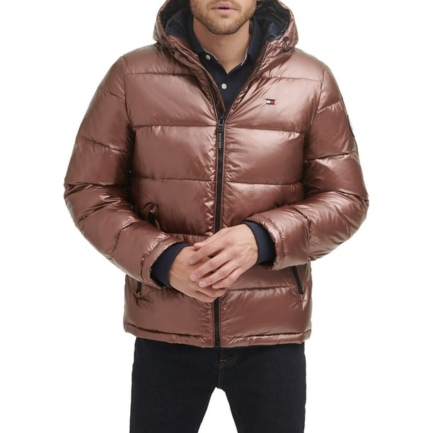 Chaqueta Tommy Hilfiger clásica con capucha para hombre, color marrón M
