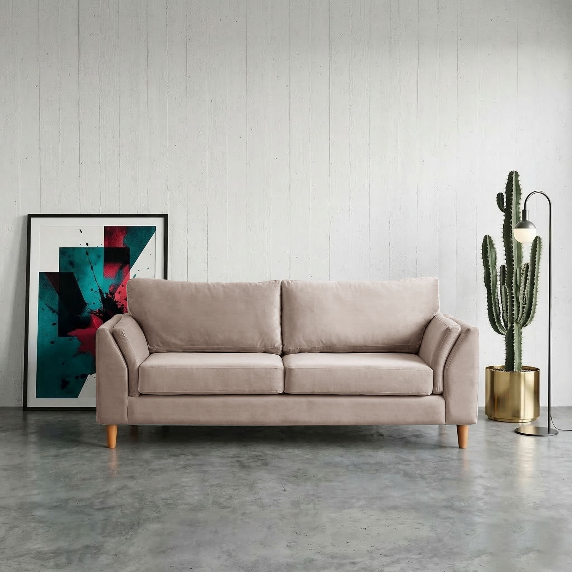 Latam Home - Sofa Milan 3c Con Resortes Pocket Tela Velvet Beige