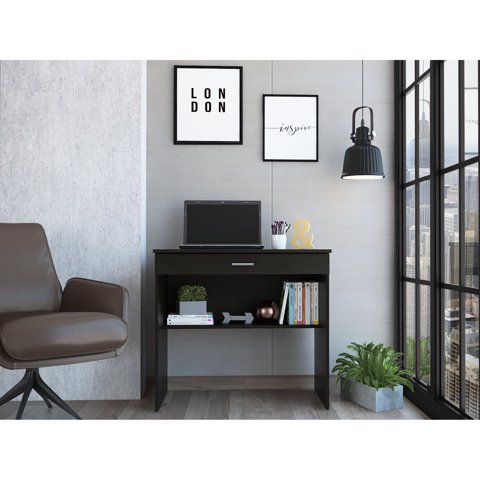 Tuhome - Escritorio Office W-80 Con 1 Cajon Wengue 73X80X49,8 Cm