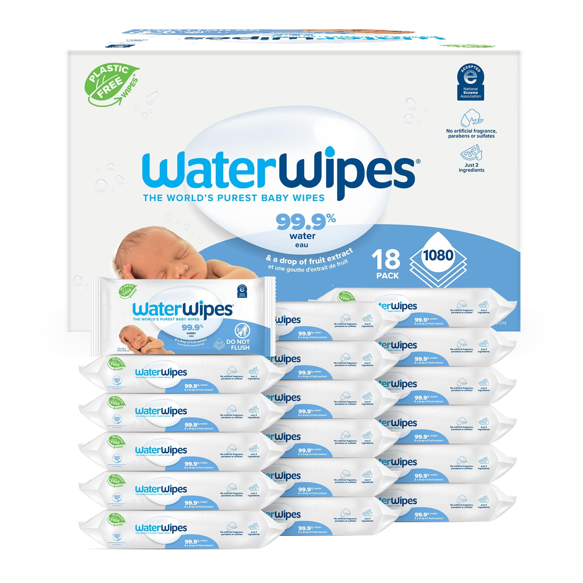Waterwipes - Toallitas Húmedas Para Bebés, Sin Plástico, Originales, 1080 Unidades