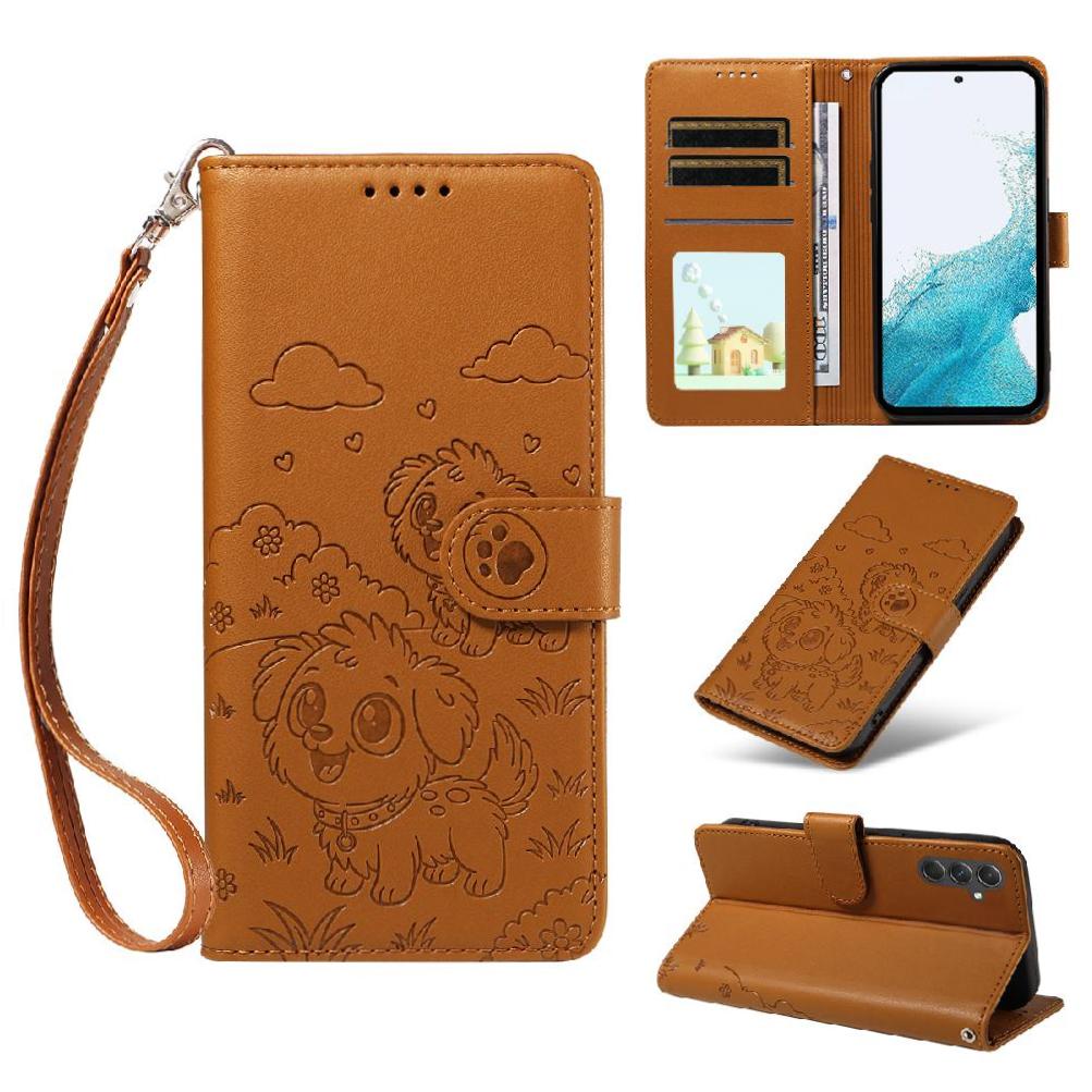 Funda Billetera Foxdock Compatible Con Samsung Galaxy A54 5G, Diseño Perrito Tierno, Ranuras Para Tarjetas Y Soporte Plegable