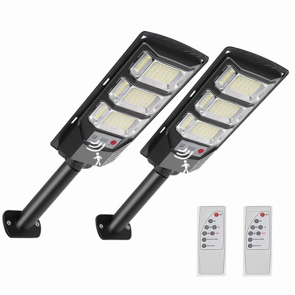 Foco Reflectore Solas Led Exterior 2 Unid +soporte Y Mando Negro Blanco Cálido