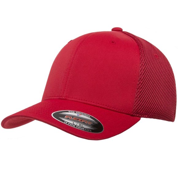 Gorra Trucker Flexfit Ultrafibre Airmesh ajustada roja L-XL