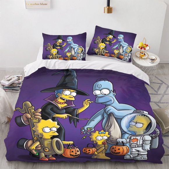 The Simpsons Anime Bedding Set Duvet Cover 100% Polyester Suitable For Children And Adults 3-Piece Set 1 Quilt Cover