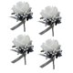 thumbnail image 4 of 4x Broche De Flor De Rosa Falsa Pin De Ramillete De Boda Blanco Y Gris Plateado, 4 of 5