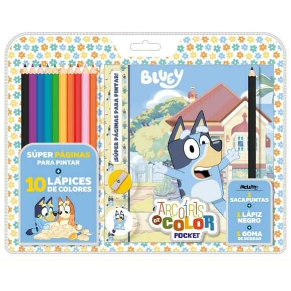 Libro para Colorear Bluey + Set Lápices de Colores