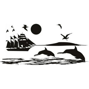 Rienda Libre Graphics - Decomural Dolphin Ship Ocean Scene Ws-17848
