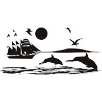 Rienda Libre Graphics - Decomural Dolphin Ship Ocean Scene Ws-17848