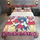 thumbnail image 1 of 3pcs Anime Lucky Girl Themed Bedding Set Duvet Cover and Pillowcases, 1 of 5