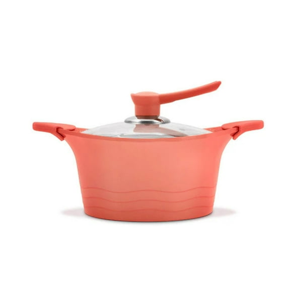 Cacerola 28cm De Aluminio Fundido Rosa Bohlier Tapa De Vidrio