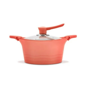 Cacerola 20Cm De Aluminio Fundido Rosa Bohlier Tapa De Vidrio