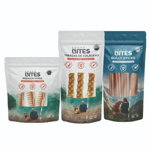 South Bites - Pack Snack 1Bully Sticks+1Trenzas Colágeno+1Premium Pipes Azul