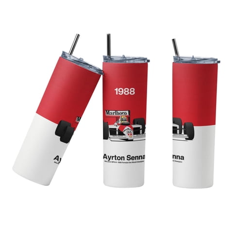 Sm - Termo Botella Termica F1 Ayrton Senna 1988 Circuito Blanco 10