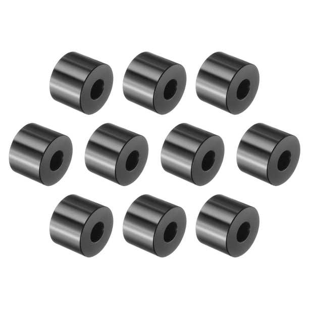 Uxcell 10 Piezas Espaciador de Aluminio, 3/8" Bore x 1" OD x 3/4" Longitud Espaciador Redondo Negro Separador Sin Rosca Acabado Simple Espaciadores de Metal