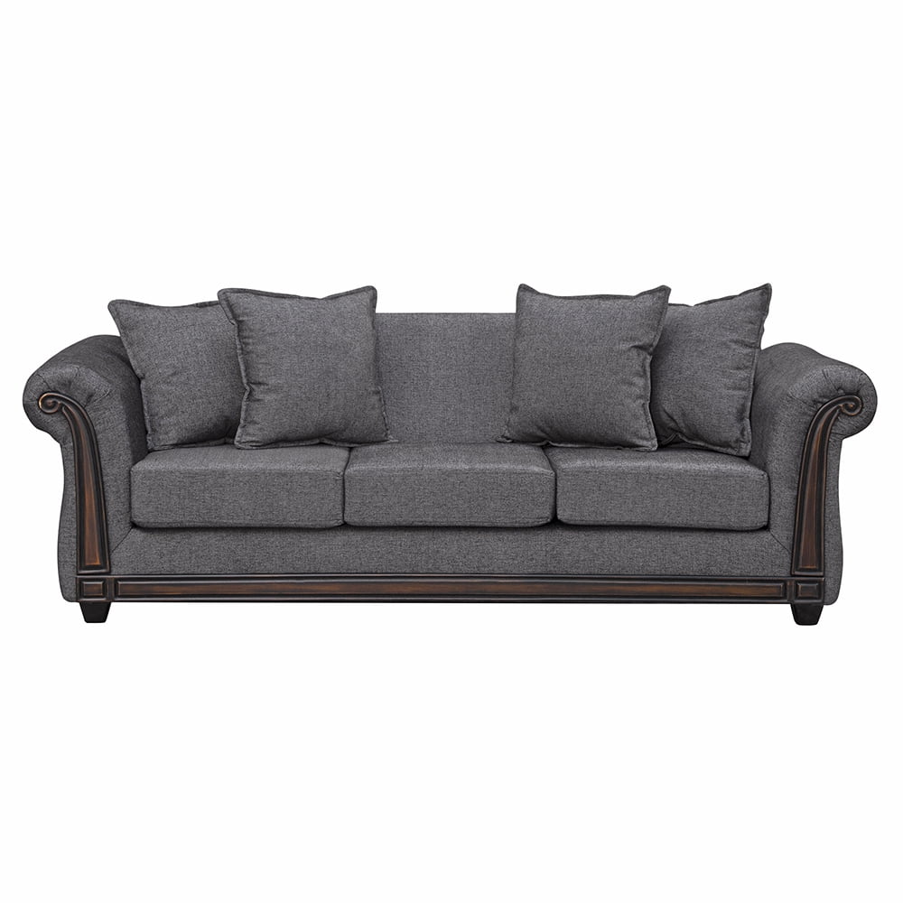 Masel - Sofá Esmirna 3c Tela Gris Oscuro 200x90x85