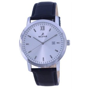 Westar - Reloj 50244Stn107 Esfera Blanca Correa De Cuero Cuarzo Para Hombre, Blanco