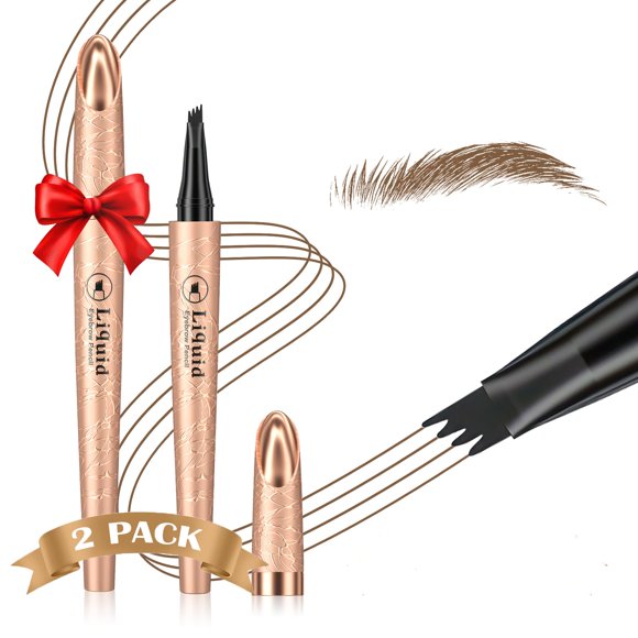 Pluma para cejas 4D Microblading impermeable - 2 unidades color marrón claro