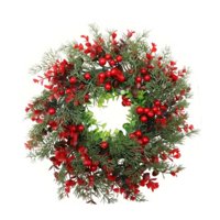 Magideal - Corona Navideña De Frutos Rojos Para Puerta De Entrada, Corona Navideña, Corona De Invierno, Adorno Colgante Para Ventana, Decoración Navideña Para El