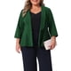 thumbnail image 1 of Agnes Orinda Blazers de Negocios Casual Abiertos con Peplum y Mangas 3/4 para Mujer Talla Grande 1X Verde Oscuro, 1 of 6