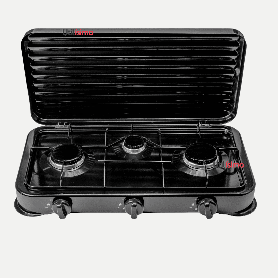 Line - Cocina Encimera A Gas Licuado 3 Platos Cocinilla Negro