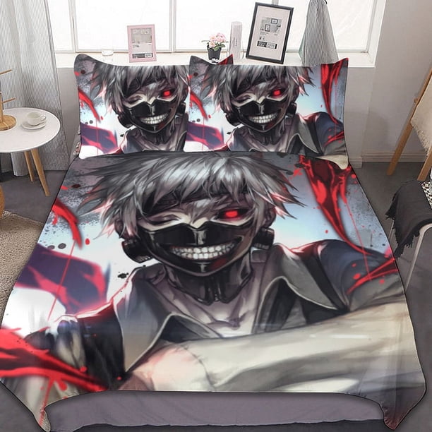Scary Tokyo Ghoul 3 Pieces Bedding Sets Soft Comforter Sets Decor Bedroom Gifts