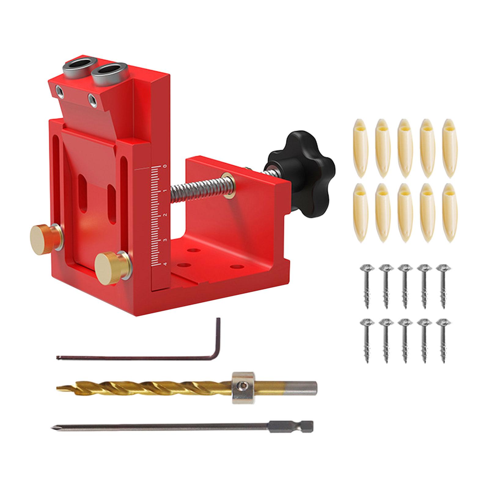 Magideal - Conjunto Con Portapiezas Con Orificios, Guías De Carpintería, Herramienta De Ángulo De Junta, Aleación De Aluminio, Multiusos, Carpintería, Bolsillo, Rojo