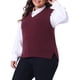thumbnail image 4 of Agnes Orinda Chaleco de Suéter Talla Grande para Mujeres Cuello en V Chalecos de Punto Sólido Clásico Sin Mangas Suéteres Tops 1X Burdeos, 4 of 6