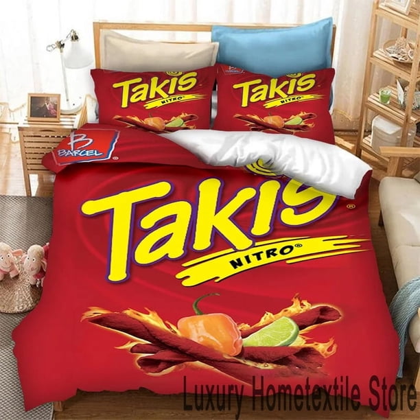 Snacks Takis Bedding Set,Duvet Cover Comforter Bed Set Quilt Cover Pillowcase, Boys Girls Adults Bed Sheets