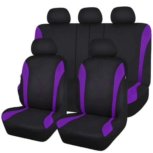 Juego completo de fundas para asientos de coche Flying Banner, malla negra y púrpura