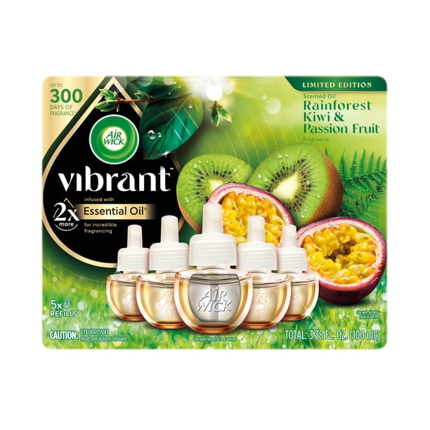 Recarga de Aceite Perfumado Air Wick Paquete de 5 - Bosque Tropical con Kiwi y Maracuyá