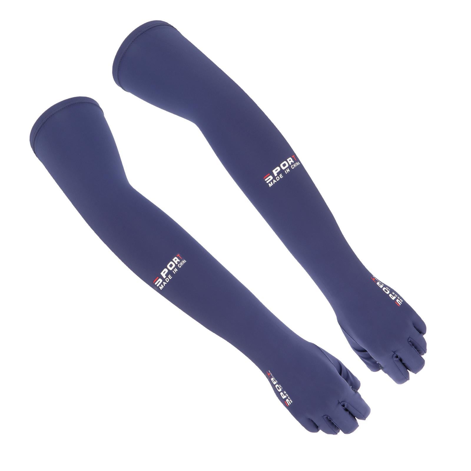 Ioensy - Refrigeración Mangas Del Brazo Guantes Sin Dedos Tatuaje Cubrir Pesca Al Aire Libre Azul