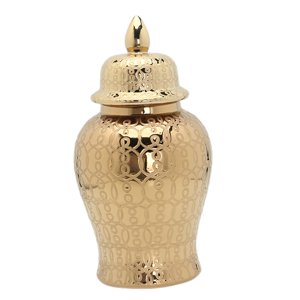 Magideal - Jarra De Jengibre De Cerámica Con Tapa, Maceta De Exhibición, Tarro De Almacenamiento, Florero Para Arreglo Floral, , Decoración Del , Oro