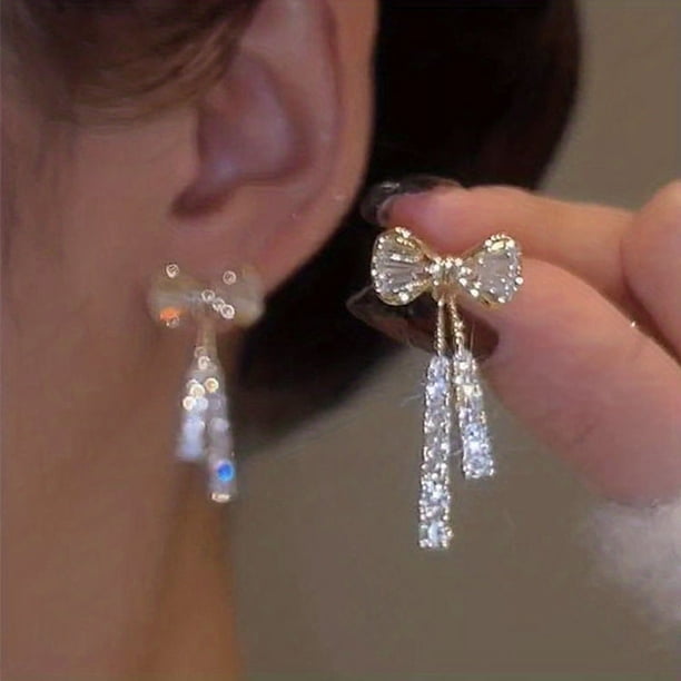 Stylish Heart-Shaped Tassel Earrings with Full Zircon for Women and Girls - Add a Touch of Personality to Your Look
