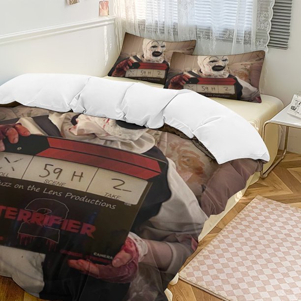 x572 Terrifier 3-Piece Bedding Set Warm And Comfortable Soft Duvet Cover Bed Set with 1 Duvet Cover And 2 Pillowcases for Bedroom b572