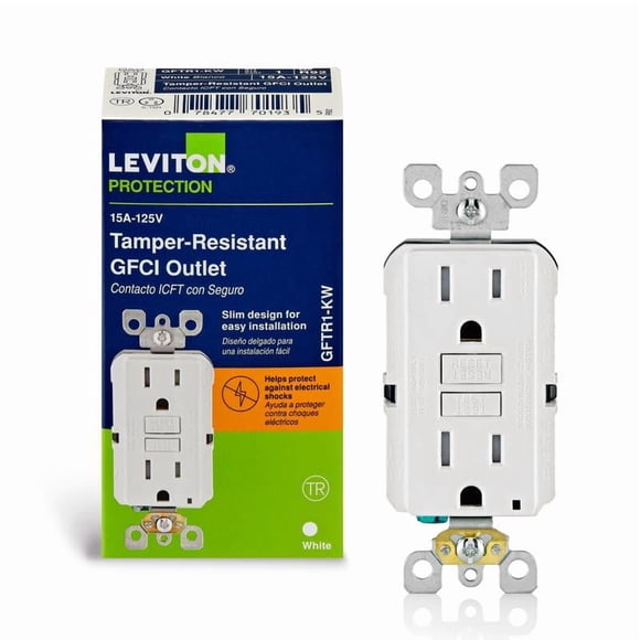 GFCI Outlet Leviton SmartLockPro, 15 A, 125 V, dúplex, blanco, paquete de 1