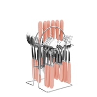 Xmhytop Juego De Cubiertos De Plata Rosa 24 Piezas Flatware Set De Acero Inoxidable, Ideal Para Familias Y Eventos