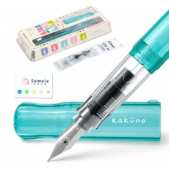 Juego de pluma fuente Someie Kakuno verde FKA-1SR-KBOG-F con tinta