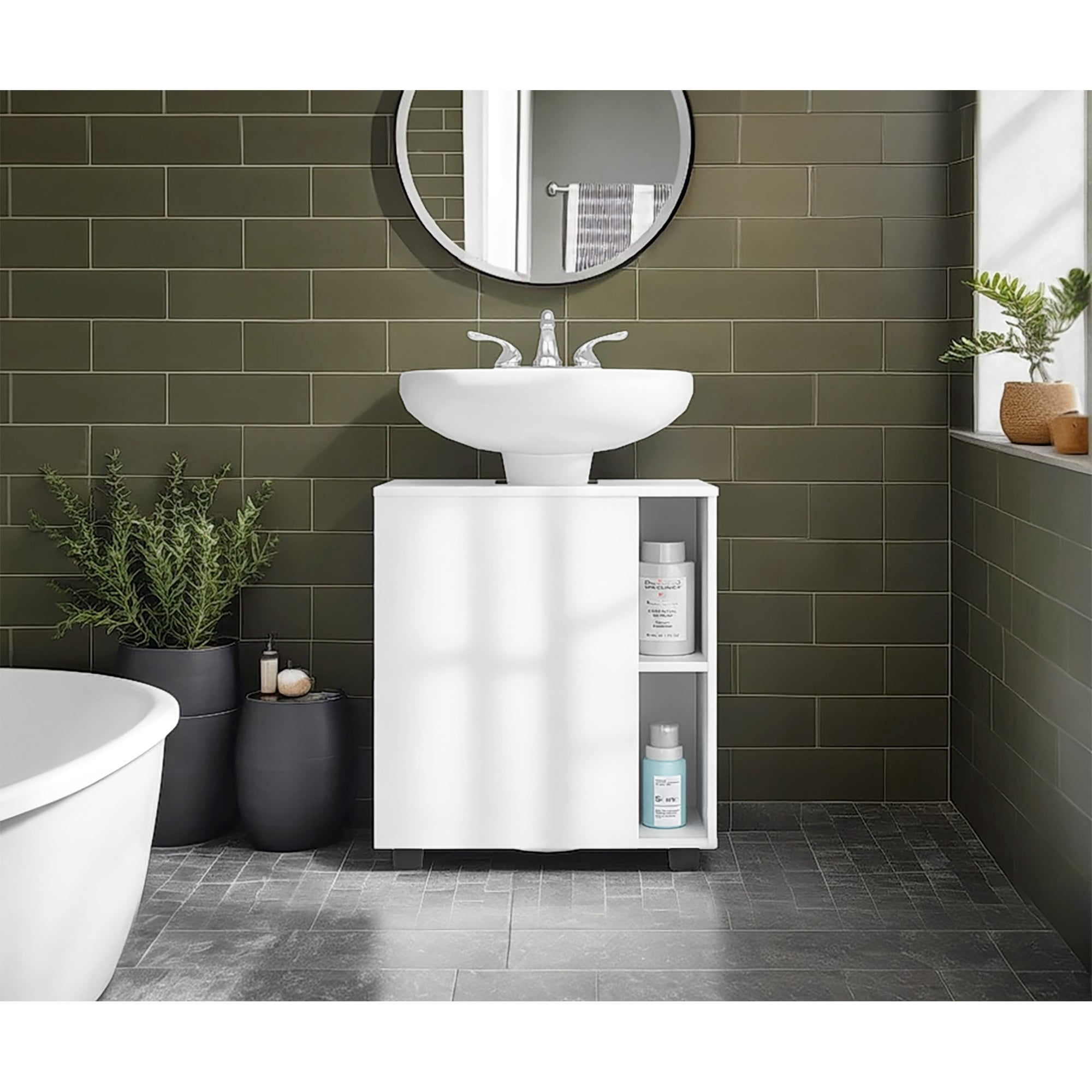 Tuhome - Mueble Para Lavamanos Pascuale 1 Puerta Blanco