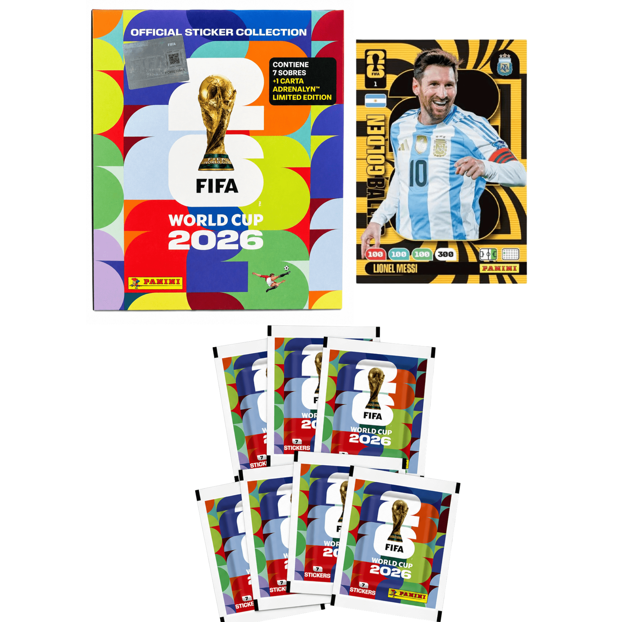 Panini - Pack 7 Sobres Album Mundial Fifa + Carta Adrenalyn Limited