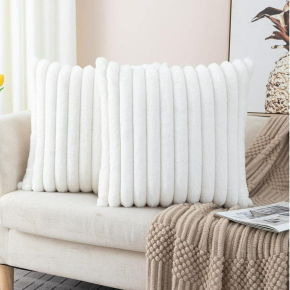 Fundas De Cojines Set X2 Cama Sillon Suave BLANCA 45 X 45 Almohada blanco