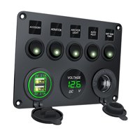 Ioensy - Panel De Interruptor Basculante De 5 Bandas Multifunción Para Yate Automotriz, Luz Verde
