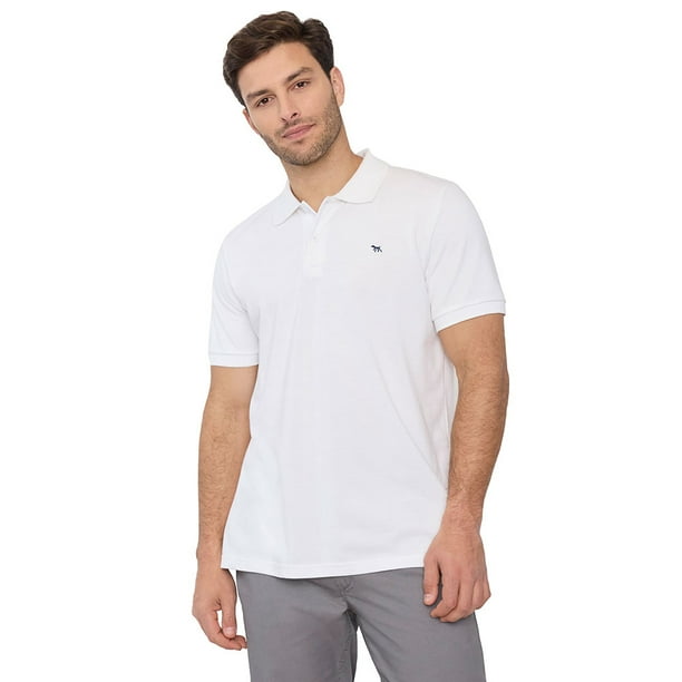Polera Hombre Piqué Blanco Lisa Corona