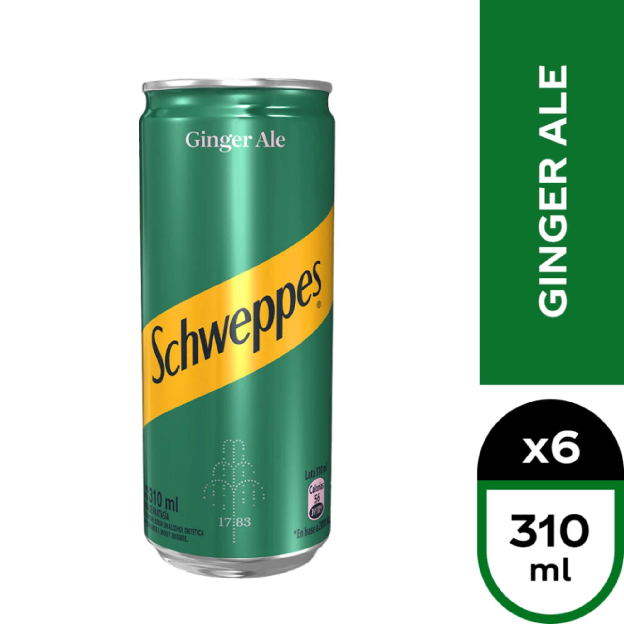 Bebida Ginger Ale Pack Lata 6 Un Schweppes