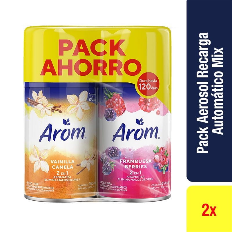 Aromatizante Ambiental Repuesto Aerosol Vainilla Canela - Berries Lata Pack 2 Un