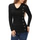 thumbnail image 1 of INSPIRE CHIC Top de Mujer con Cuello de Cisne de Manga Larga, Decoración de Botones, Frente Fruncido, Ajuste Regular, Pulóver Talla S Negro, 1 of 5