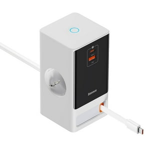 Cargador Baseus Powercombo Digital Powerstrip (Ac-Tipo C-Usb-A) - 65W - Blanco