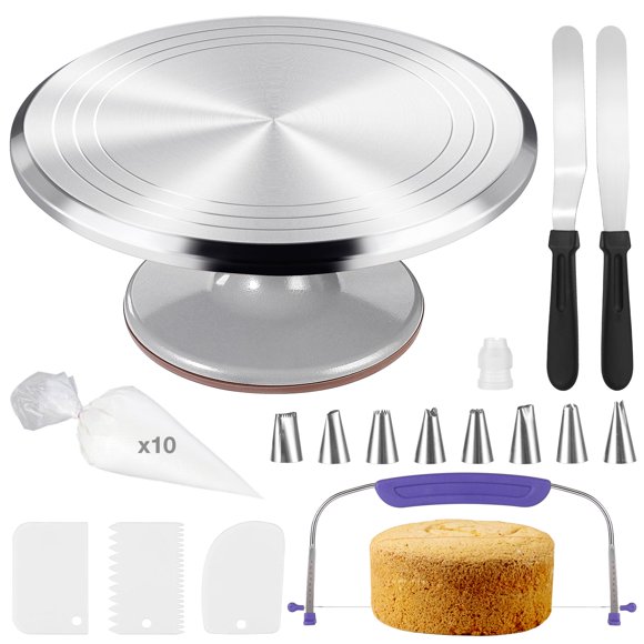 Torno para Pasteles LUOBAO de Aluminio 30 cm con Kit de Decoración