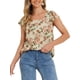 thumbnail image 1 of INSPIRE CHIC Blusa Floral de Mujer para el Día de San Valentín, Cuello Cuadrado Casual de Verano, Manga Corta de Chifón con Volantes, Talla M, Beige Rosa, 1 of 6